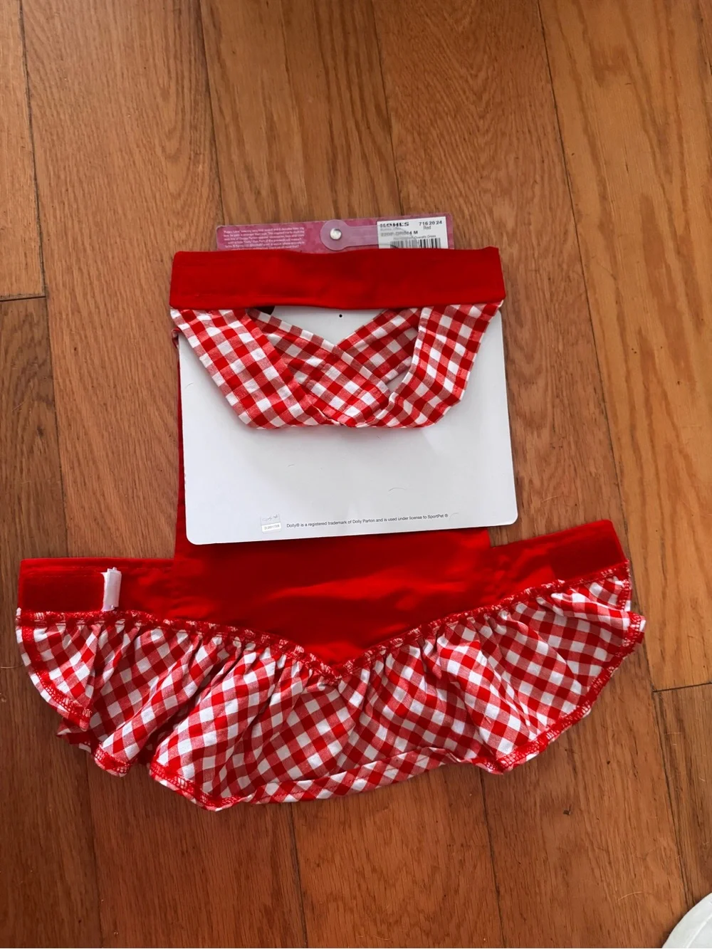 Dolly Parton Doggy Parton Red Gingham Overalls Dress for Dogs Size M NWT